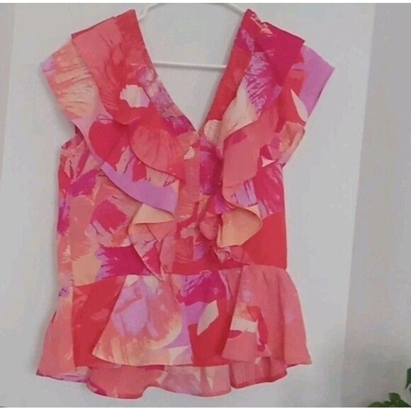 Sofia Jeans By Sofia Vergara Women's Short Sleeve Smocked Ruffle Top Size S - Picture 6 of 10